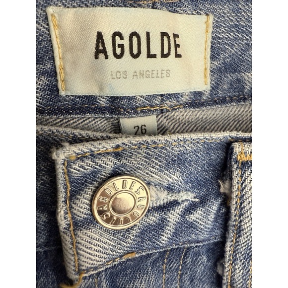 AGOLDE 90's Jean Women's 26x28 High‎ Rise Distressed Ripped Denim Button Fly - Picture 4 of 13